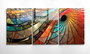 Wallity Conjunto de 3 Pinturas Decorativas en Vidrio Templado 50 x 70 cm Multicolor